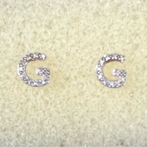 Sterling Silver and Diamond ‘G' Stud Earrings